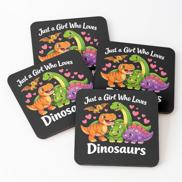 Item preview, Just A Girl Who Loves Dinosaurs Cute Kawaii Dino Lover Retro Cartoon T-Rex Triceratops Kids Gift designed and sold by Zizo-DR44.