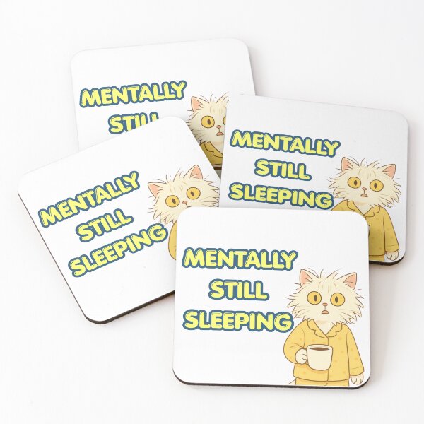 Item preview, Mentally Still Sleeping Cute Coffee Cat designed and sold by Yuki80.