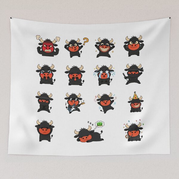 Item preview, Cute Bull Emoji Sticker Pack Set designed and sold by RamyGallery.