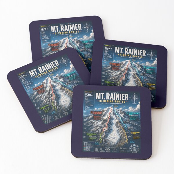 Item preview, Mt Rainier Climbing Routes Poster | Alpine Blueprint Wall Art | Washington Mountain Topographic Map Print | Mountaineering Route Graphic designed and sold by Swanny's Custom T-shirt and Gift Designs.