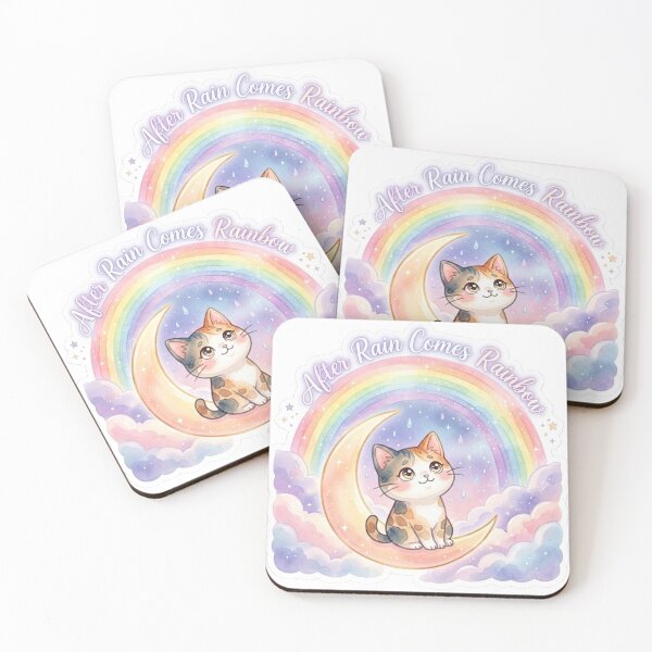 Item preview, Lani “After Rain Comes Rainbow” Dreamy Pastel Cat Sticker | Magical Rainbow Aesthetic designed and sold by LaniDigitalNook.