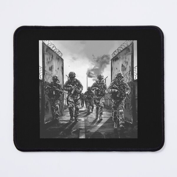 Item preview, Tactical Soldier Squad Black and White Military Art designed and sold by inkoutninja.