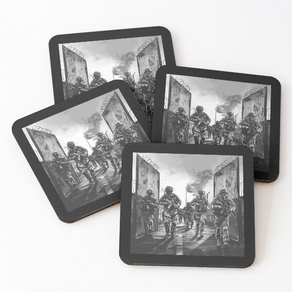 Item preview, Tactical Soldier Squad Black and White Military Art designed and sold by inkoutninja.