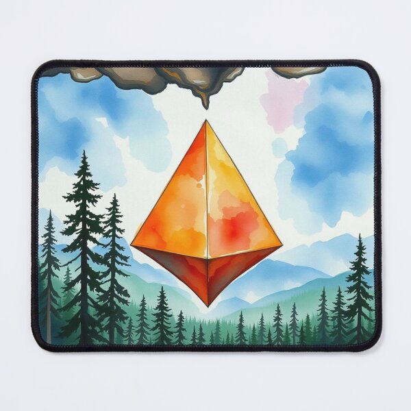 Item preview, Ethereum Crystal Floating Over Mystic Forest Watercolor Art designed and sold by EllDAV777.