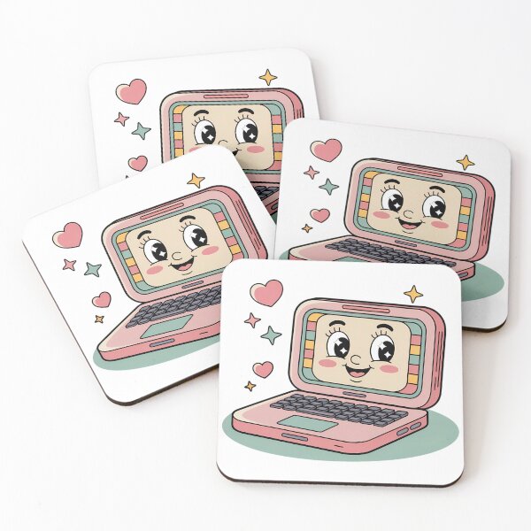 Item preview, Cute Retro Pink Laptop Cartoon – Kawaii Vintage Computer Art designed and sold by MarJul.