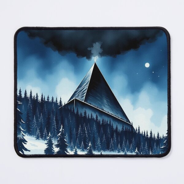 Item preview, Mysterious Dark Pyramid in Snowy Pine Forest at Night designed and sold by EllDAV777.