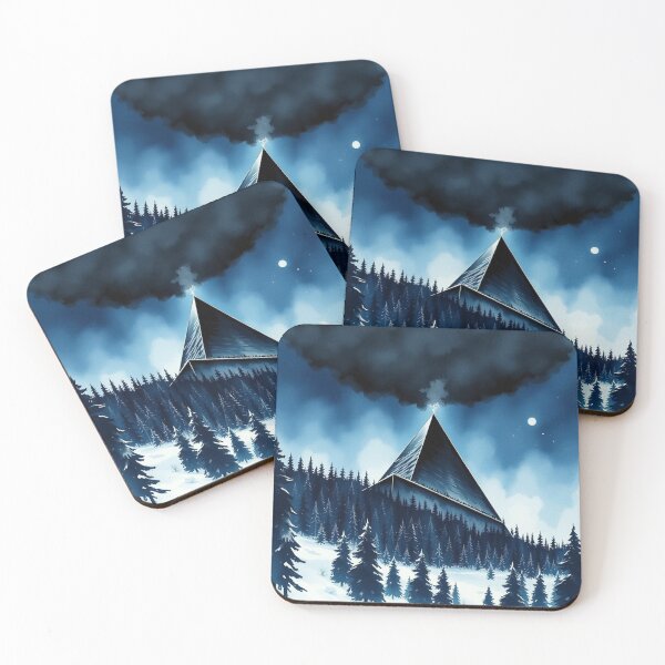 Item preview, Mysterious Dark Pyramid in Snowy Pine Forest at Night designed and sold by EllDAV777.