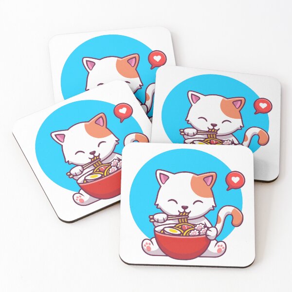 Item preview, Cute Kawaii Cat Eating Ramen Noodles designed and sold by amamspk.