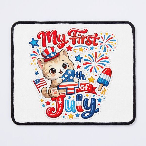 Item preview, My First 4Th Of July, Cute Cat designed and sold by graphic-genie.
