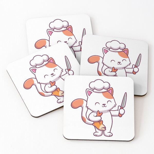 Item preview, Cute Chef Cat Cooking Fish Cartoon designed and sold by amamspk.