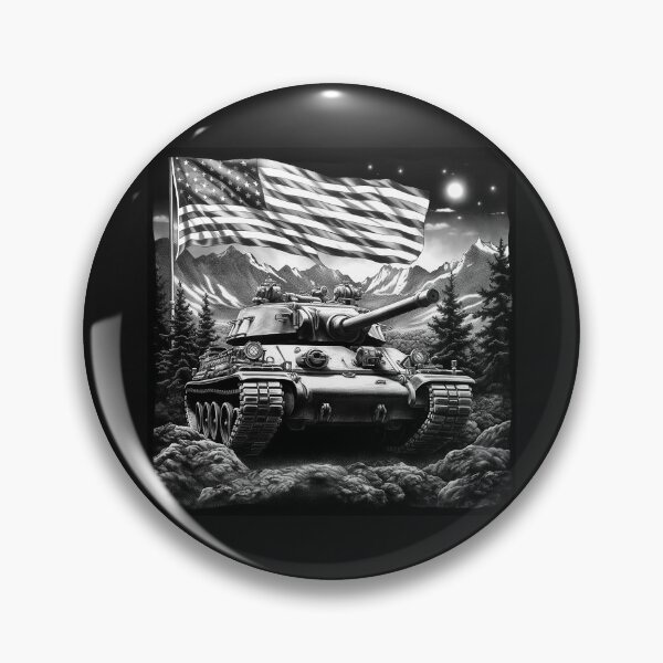 Artikelvorschau, Amerikanischer Panzer, Schwarz-Weiß, Militär, Patriotische Kunst entworfen und verkauft von inkoutninja.
