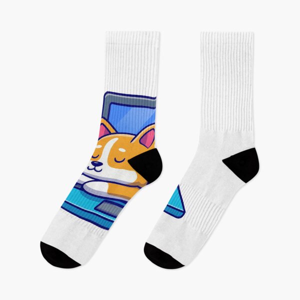 Item preview, Cute Corgi Dog Sleeping on Laptop Keyboard designed and sold by amamspk.