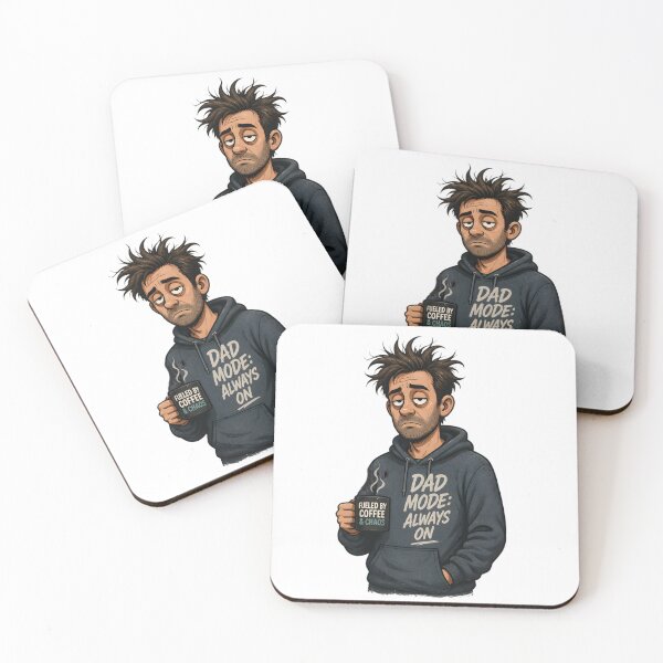 Item preview, Exhausted Dad Mode Always On Coffee Chaos Funny Sticker designed and sold by FestivityFinds.