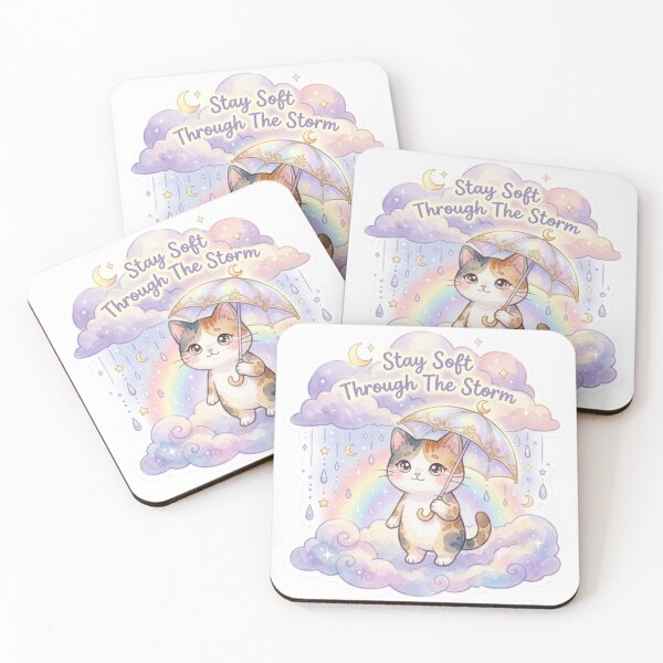 Item preview, Lani “Stay Soft Through The Storm” Kawaii Cat Sticker | Cozy Celestial Watercolor Design designed and sold by LaniDigitalNook.