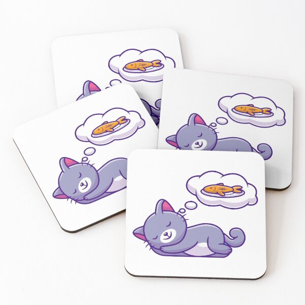 Item preview, Cute Sleeping Cat Dreaming About Delicious Fish designed and sold by amamspk.