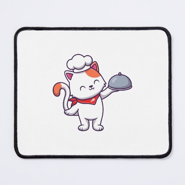 Item preview, Cute Chef Cat Serving Food with Cloche Hat designed and sold by amamspk.