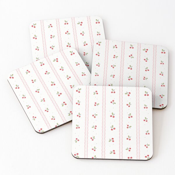 Item preview, Cherry Stripe Cottagecore Pattern designed and sold by pola-pola.
