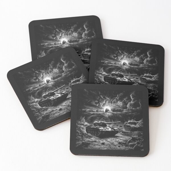 Item preview, Black and White Tank Battlefield Military Art designed and sold by inkoutninja.