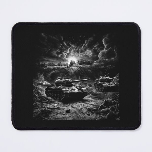 Item preview, Black and White Tank Battlefield Military Art designed and sold by inkoutninja.