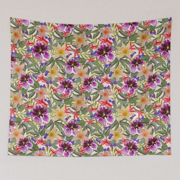 Item preview, Maximalist Tropical Floral with Hidden Tree Frog designed and sold by FeeArtDesign.