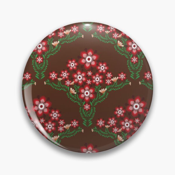 Aperçu de l'œuvre Motif floral sans couture d'art populaire sur fond marron créée et vendue par PowerAntShop.
