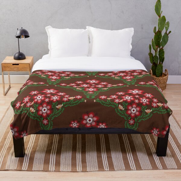 Item preview, Folk Art Floral Seamless Pattern on Brown Background designed and sold by PowerAntShop.