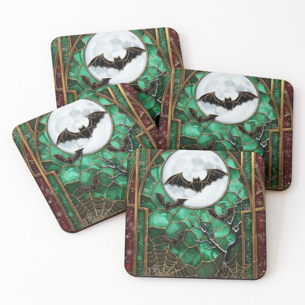 Item preview, Winter Solstice Bat Stained Glass Night designed and sold by BriSher.
