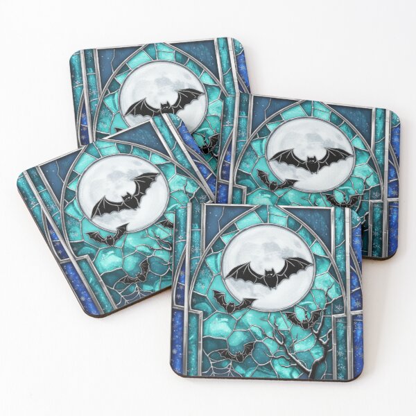 Item preview, Frosted Moonlight Bat Stained Glass designed and sold by BriSher.