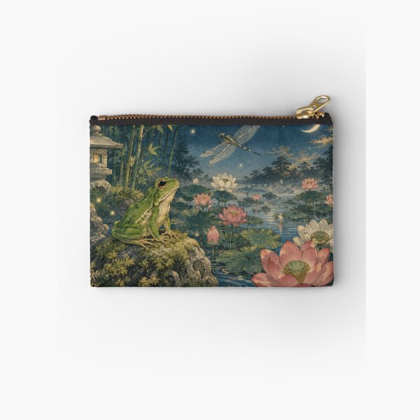 Item preview, Frog with Lotus Pond at Night - Vintage Japanese Art designed and sold by WabiSabiArts.
