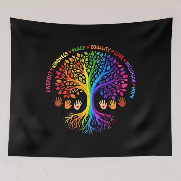 Item preview, Kindness Peace Equality Love Inclusion Hope Diversity Rainbow Tree designed and sold by KarimSoCute.