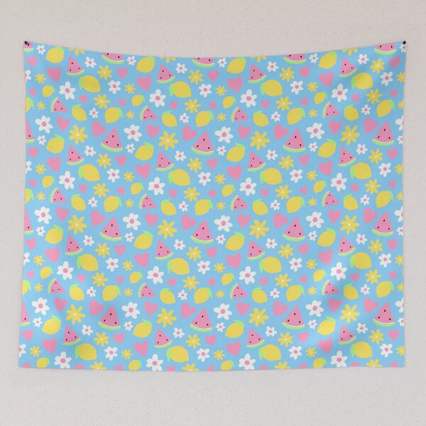 Item preview, Zesty Flower Fruit Blue Seamless Pattern designed and sold by flossistudio.