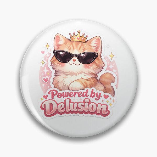 Item preview, Delusional Cat Sticker Kawaii Funny Meme Aesthetic for Gen Z Humor & Laptop designed and sold by CutePrintCorner.