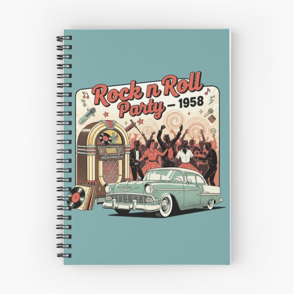 Item preview, Rock N Roll Party 1958 Vintage Retro Car Jukebox Rockabilly T-Shirt designed and sold by ObsidianUruk.