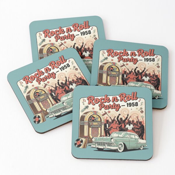 Item preview, Rock N Roll Party 1958 Vintage Retro Car Jukebox Rockabilly T-Shirt designed and sold by ObsidianUruk.