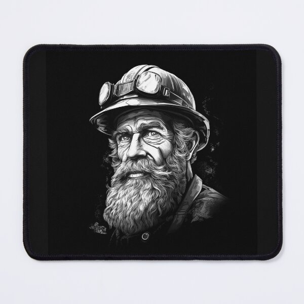 Item preview, Old Miner Portrait Black and White Vintage Art designed and sold by inkoutninja.