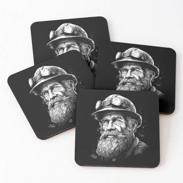 Item preview, Old Miner Portrait Black and White Vintage Art designed and sold by inkoutninja.