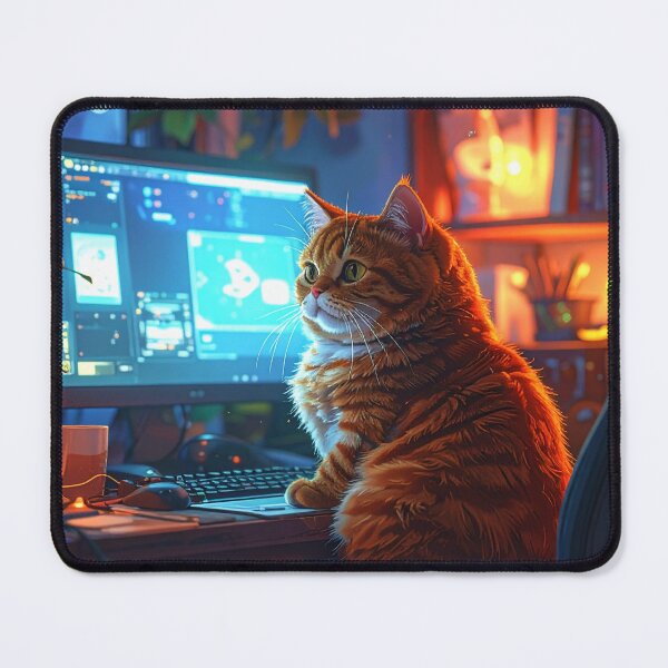Item preview, Cozy Lofi Gamer Cat Setup Illustration designed and sold by Kavin786.
