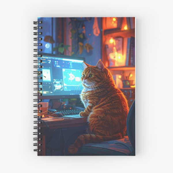Item preview, Cozy Lofi Gamer Cat Setup Illustration designed and sold by Kavin786.