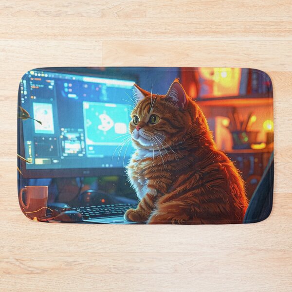 Item preview, Cozy Lofi Gamer Cat Setup Illustration designed and sold by Kavin786.