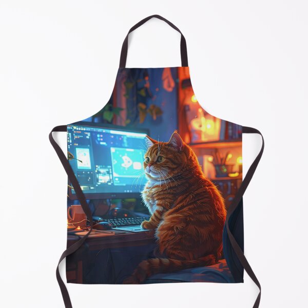 Item preview, Cozy Lofi Gamer Cat Setup Illustration designed and sold by Kavin786.