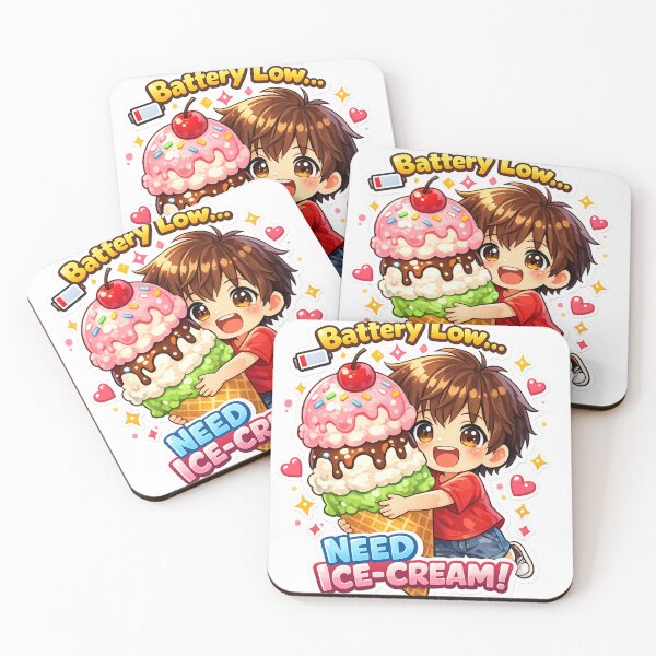 Item preview, Battery Low Need Ice-Cream Cute Anime Boy Ice Cream Sticker designed and sold by Sidra digital art 8277237.