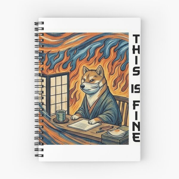 Item preview, This Is Fine Doge - Van Gogh Impressionist Style Japanese Meme designed and sold by PixelsTelas.