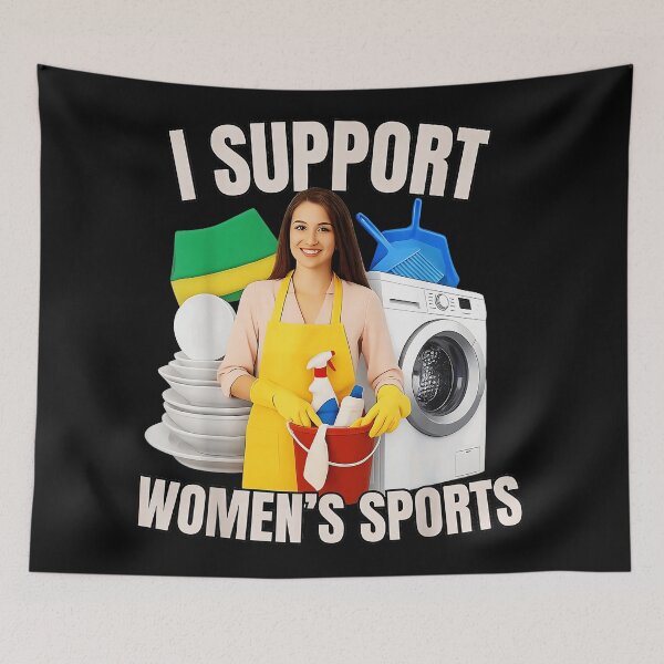 Item preview, I Support Women's Sports Housework Humor Homemaker designed and sold by SanTiOmal.