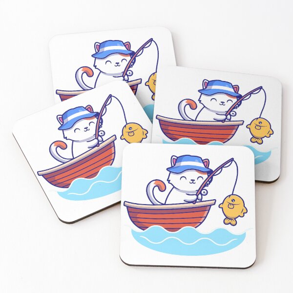 Item preview, Cute Cat Fishing in Boat catching Goldfish designed and sold by dmladero.