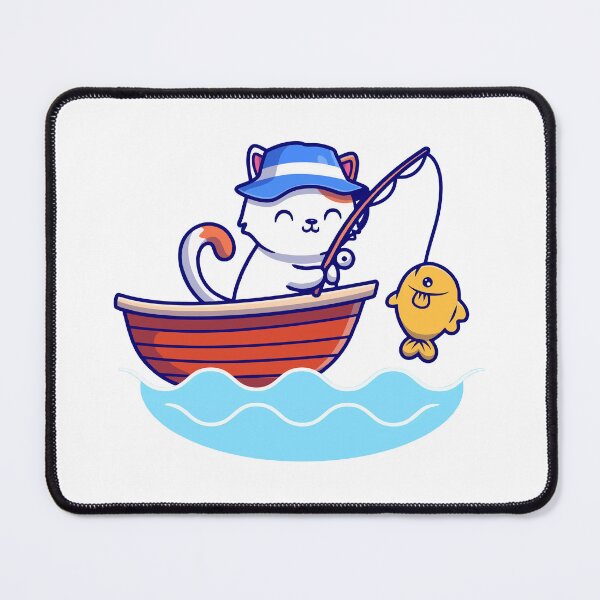 Item preview, Cute Cat Fishing in Boat catching Goldfish designed and sold by dmladero.