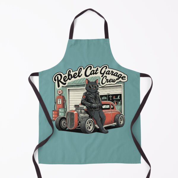 Item preview, Rebel Cat Garage Crew - Retro Hot Rod Black Cat Mechanic Vintage V8 Car Art designed and sold by ObsidianUruk.
