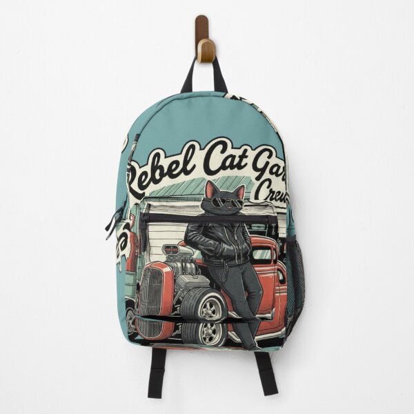 Item preview, Rebel Cat Garage Crew - Retro Hot Rod Black Cat Mechanic Vintage V8 Car Art designed and sold by ObsidianUruk.