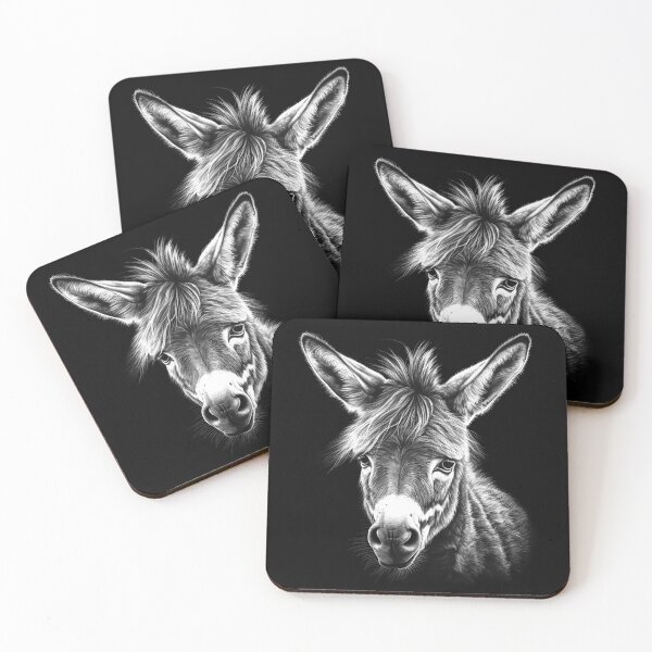 Item preview, Donkey Portrait Black and White Animal Art designed and sold by inkoutninja.