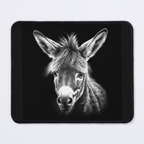 Item preview, Donkey Portrait Black and White Animal Art designed and sold by inkoutninja.