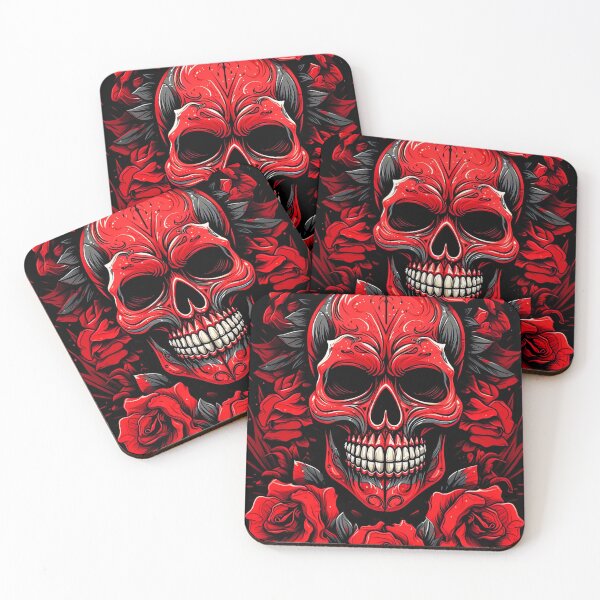 Item preview, Red Skull and Roses designed and sold by ChiliPics.